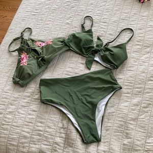 Army green Bikini, 2- Tops
